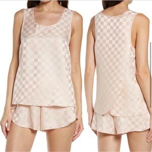 LUNYA washable silk checkered jacquard set - size S - color: joyful gold